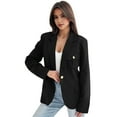thumbnail image 1 of Women Suit Coat Lapel Long Sleeve Flap Pockets Suit Jacket Solid Color Single Button Office Lady Outwear, 1 of 8