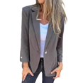 thumbnail image 1 of Women Suit Coat Lapel Long Sleeve Single-Breasted Suit Jacket Solid Color Loose Fit Casual Business Outwear, 1 of 8