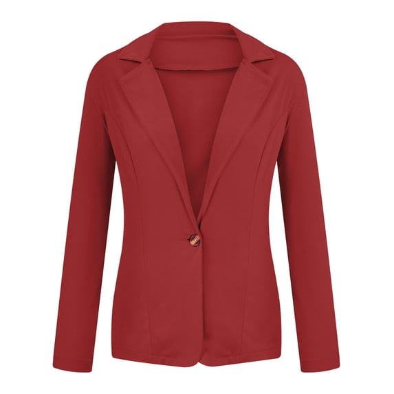 Women Suit Coat Lapel Long Sleeve Slim Fit Single Button Suit Jacket Solid Color Versatile Basic Jacket Business Tops Daily Wear