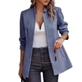 thumbnail image 1 of Women Suit Coat Notch Collar Long Sleeve Solid Color Casual Loose Fit Suit Jacket with Pockets Open Front Business Formal Outwear, 1 of 8