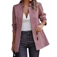 thumbnail image 1 of Women Suit Coat Notch Collar Long Sleeve Solid Color Casual Loose Fit Suit Jacket with Pockets Open Front Business Formal Outwear, 1 of 8