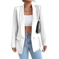 thumbnail image 1 of Women Suit Coat Spring Autumn Solid Color Business Suit Coat Lapel Long Sleeve Flap Pockets Open Front Suit Jacket-White,2XL, 1 of 7