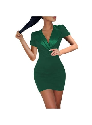 Womens Bodycon Blazer Dress Collared Long Sleeve Slim Fit Work Office  Business Party Pencil Mini Dress with Belt