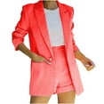 thumbnail image 1 of Women Suit Sets for Women Zpanxa 2 Piece Outfits for Women, Long Sleeve Solid Color Blazer with Pockets Shorts Suit Sets, Open Front Blazer and Short Pants Suit Sets Pink 3XL, 1 of 4