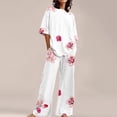 thumbnail image 1 of Women Suitable Summer O Neck Loose Short Sleeve Floral Print Top Shirt with Pants Large Size 2 Set, 1 of 5