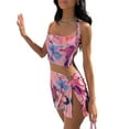 thumbnail image 1 of Women Summer 2 Pieces Outfits Tie-Dye Print Backless Halter Neck Crop Tank Tops + Split Mini Skirts Club Beachwear, 1 of 6