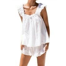 Acuteok Women's Floral Pajama Set, 3D Bow Off Shoulder Sleeveless Crop ...