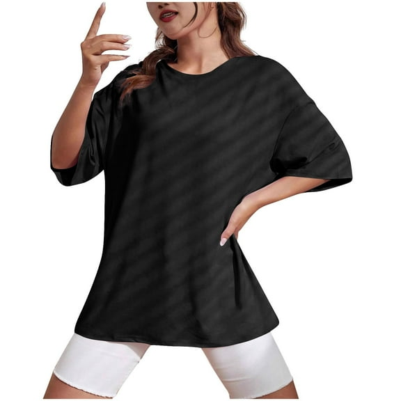 Women Summer 2025 Round Neck Five Sleeve Casual Blouse Solid Color Fashion Top for Daily Wear Office Outfits and Street Style