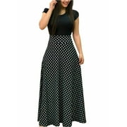 Women Summer Dress Short Sleeve Casual Long Maxi Dresses For Party Bodycon Beach Sundress Floral Print Boho Dress Polka Dot