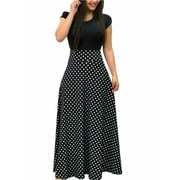 Sexy Dance Women Summer Autumn FloralPrint Boho Skirt Dress Short Sleeve Party Bodycon Long Maxi Dress Beach Sundress