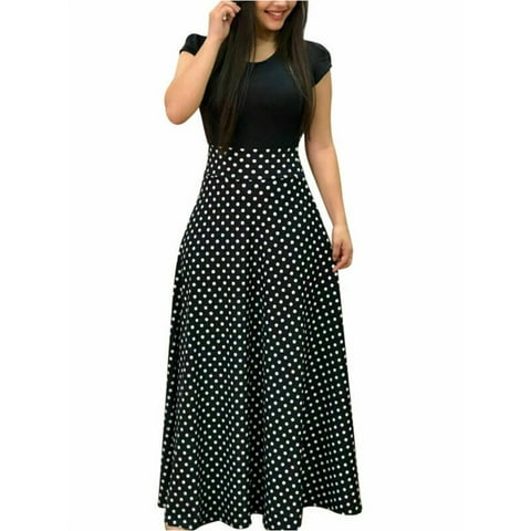 Women Summer Autumn FloralPrint Boho Skirt Dress Short Sleeve Party Bodycon Long Maxi Dress Beach Sundress