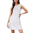 thumbnail image 1 of Women Summer Beach Dress Elegant Solid Color Floating Mid Length Round Neck Sleeveless Casual Fashion Dress Womens Casual Trendy Midi Dresses, 1 of 5