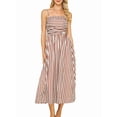 thumbnail image 1 of Women Summer Beach Maxi Dress Spaghetti Strap Striped Boho A Line Wedding Guest Flowy Long Dress Light Brown M, 1 of 9