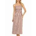 thumbnail image 1 of Women Summer Beach Maxi Dress Spaghetti Strap Striped Boho A Line Wedding Guest Flowy Long Dress Light Brown XL, 1 of 9