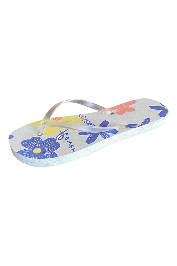 Women Summer Beach Sandals Colorful Floral Print Light Flip Flops Indoor Outdoor Casual Slippers Thongs