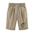 thumbnail image 1 of Women Summer Bermuda Shorts with Pockets Dandelion Print High Waist Knee Length Five Point Shorts Pants Drawstring, 1 of 6