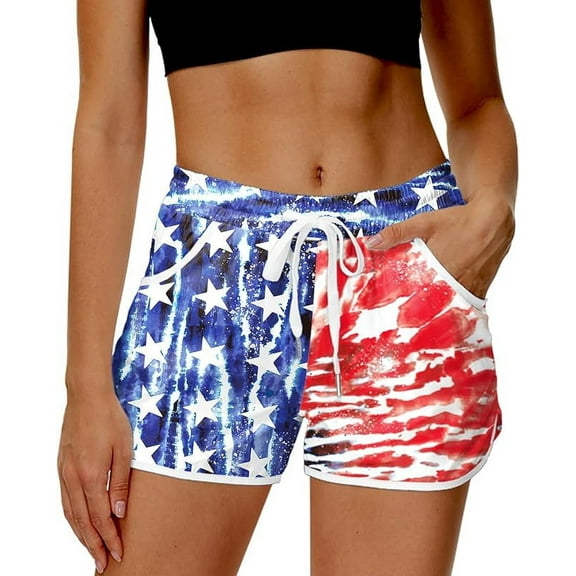 Women Summer Board Shorts Hawaiian Tropical Print Beach Swim Shorts with Pockets