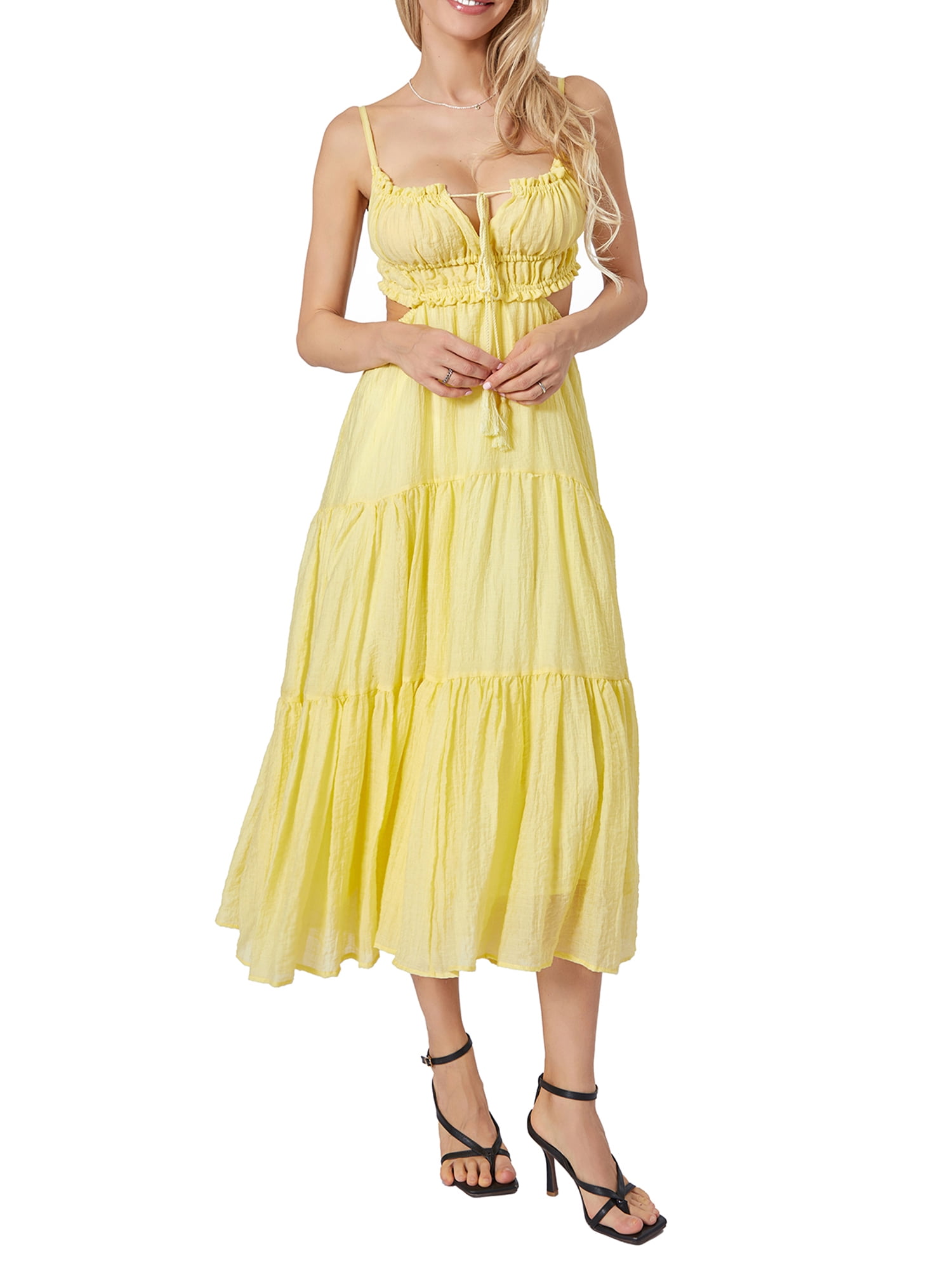 tiered ruffle ruched cami dress Amazon.com: Floerns Women's Ruffle Ruched Cami Dress Draped Split Elegant  Bodycon Maxi Dresses Black X-Small : Clothing, Shoes & Jewelry