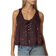 thumbnail image 1 of Women Summer Boho Lace Tie Front Tank Beach Vacation Top Button Down Sleeveless Cardigan Crop Y2k Tops Clothes, 1 of 4