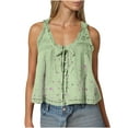 thumbnail image 1 of Women Summer Boho Lace Tie Front Tank Beach Vacation Top Button Down Sleeveless Cardigan Crop Y2k Tops Clothes, 1 of 4