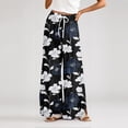 thumbnail image 1 of Women Summer Boho Palazzo Pants 2025, Floral Wide Leg Beach 2025 Trendy Cotton Elastic Waist Vacation Outfits Music Festival Tropical Print Yoga Cottagecore Coastal Grandma One Size Xl, 1 of 5