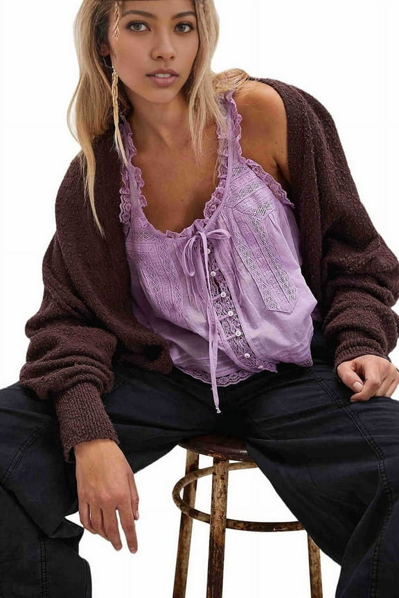 Women Summer Boho Tie Front Tops Lace Beach Button Down Tank Sleeveless Mesh Chiffon Crop Y2k 2025