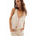 thumbnail image 1 of Women Summer Boho Tie Front Tops Lace Beach Button Down Tank Top Sleeveless Mesh Chiffon Crop Tops Y2k Clothes 2025 White S, 1 of 6
