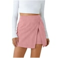 thumbnail image 1 of Women Summer Business Corduroy Skorts Casual Elastic Waist Asymmetrical Hem Dressy Skirt Work Office Comfy Mini Skirts Shorts, 1 of 6