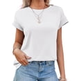 thumbnail image 1 of Women Summer Cap Sleeve Tank Top Crew Neck Solid Casual Basic Tee Shirt, 1 of 6