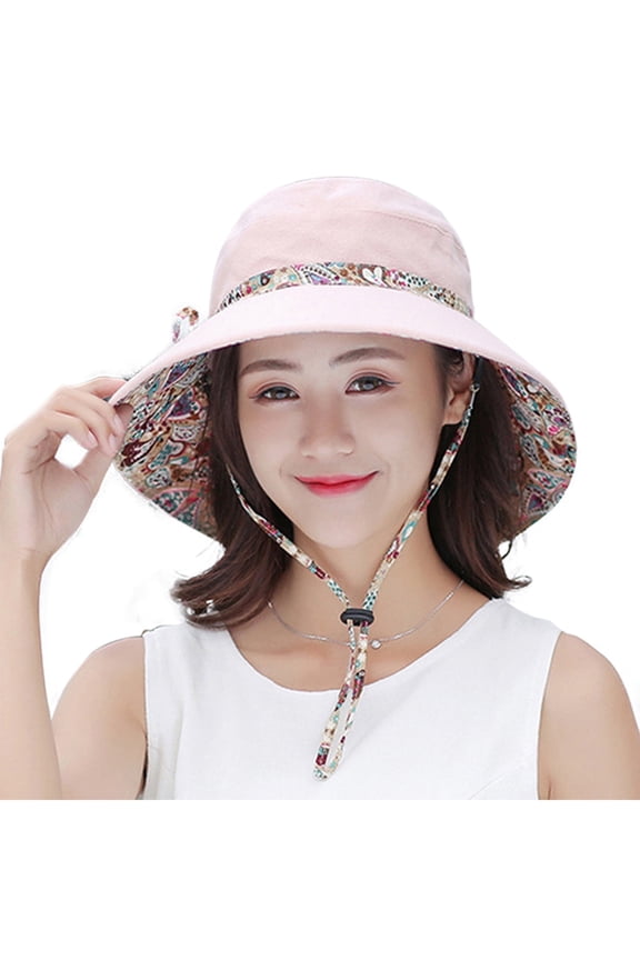 Women Summer Casual Big Wide Brim Cotton Hat Floppy Derby Beach Sun Foldable Cap