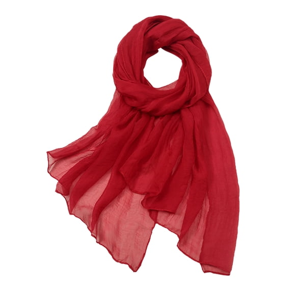 Women Summer Casual Colorful Multicolor Solid Color Chiffon Thin Regular Silk Scarf Scarf Red One Size
