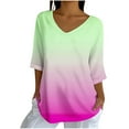 thumbnail image 1 of Women Summer Casual Crewneck Half Sleeve T-Shirts Fashion Gradient Loose Fit Cute Basic Flowy Tops Tees Blouses, 1 of 4