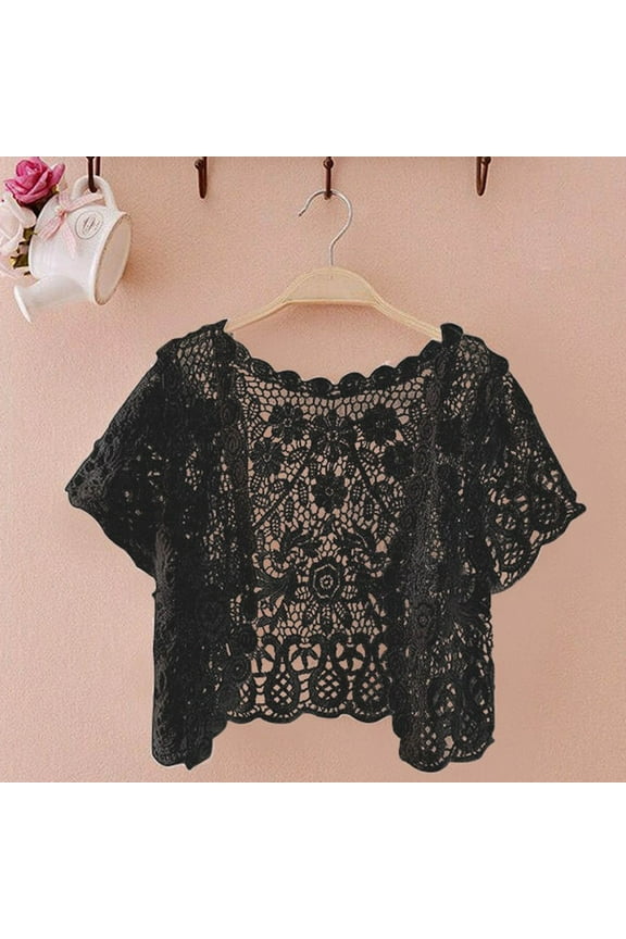 Women Summer Casual Fashion Short Thin Hollow Knitted Lace Versatile Cardigan Shoulder Cover up for Dresses Dress Cover up Shawl Shawl Wraps for Women plus Size Womens Scarf Warm Shawl Blanket for