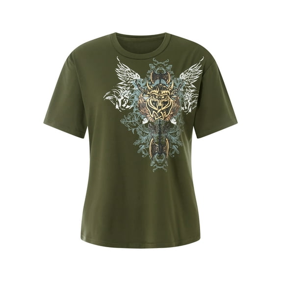 Women Summer Casual Gothic Tops Short Sleeve T-Shirt Vintage Graphic Loose Tees Aesthetic Clothes