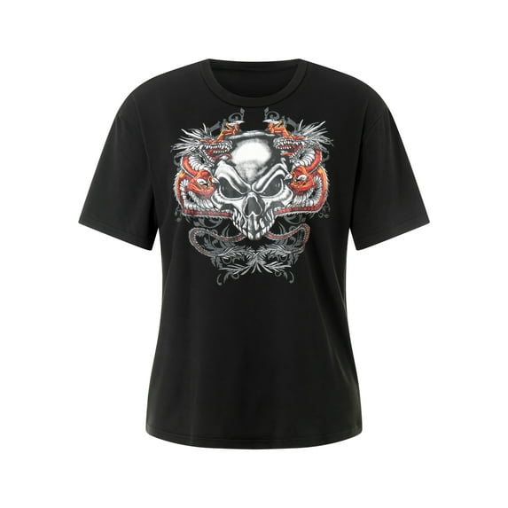 Women Summer Casual Gothic Tops Short Sleeve T-Shirt Vintage Graphic Loose Tees Aesthetic Clothes