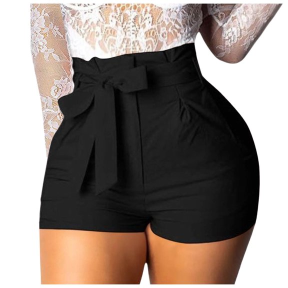 Women Summer Casual High Waist Zipper Closure Shorts With Pockets