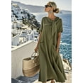 thumbnail image 1 of Women Summer Casual Maxi Dress with Pockets, Short Sleeve V Neck loose, 1 of 4