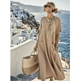 thumbnail image 1 of Women Summer Casual Maxi Dress with Pockets, Short Sleeve V Neck loose, 1 of 4
