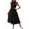 thumbnail image 1 of Women Summer Casual Midi Maxi Dresses Short Sleeve Black L, 1 of 8