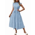 thumbnail image 1 of Women Summer Casual Midi Maxi Dresses Short Sleeve Light Blue M, 1 of 8