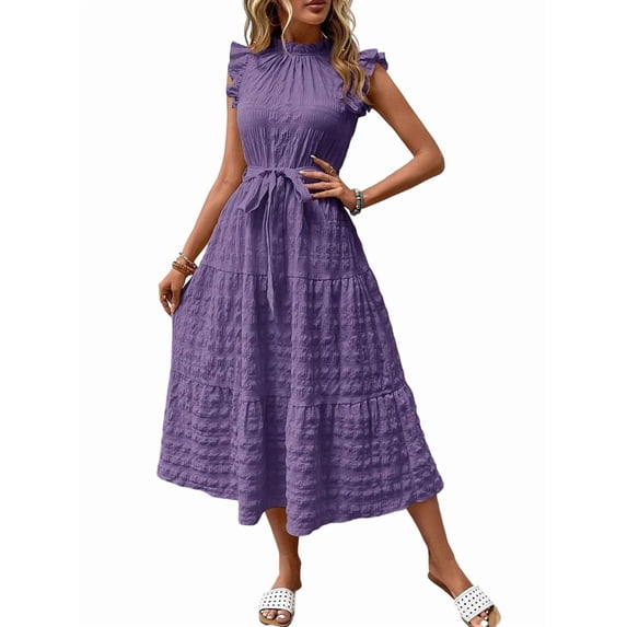 Women Summer Casual Midi Maxi Dresses Short Sleeve XXL