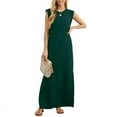 thumbnail image 1 of Women Summer Casual Round Neck Loose Split Long Maxi Dress with Pockets (S-XXL) for Vacation Daily Wear, 1 of 6