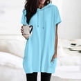 thumbnail image 1 of Women Summer Casual Short Sleeve Hooded T-Shirt Fashion Double Pocket Comfortable Soft Top, 1 of 6