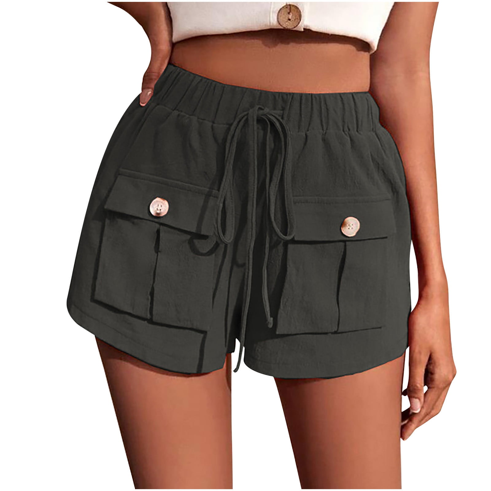 Women's Shorts Wideband Waist Flap Pocket Ruched Back Shorts Shorts for  womenTHAYLA (Color : Black, Size : X-Small) : : Clothing, Shoes &  Accessories