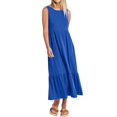 thumbnail image 1 of Women Summer Casual Sleeveless Crewneck Sundress Aline Flowy Tiered Maxi Long Beach Dress Vacation Outfits Blue S, 1 of 8