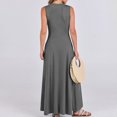 thumbnail image 1 of Women Summer Casual Sleeveless Maxi Button Fit & Flare A Line Flowy Long Dresses 2024 Beach Outfits Midi Summer Dresses for Women Dresses for Women for Work Long Dress Casual for Women Womens Beach, 1 of 8