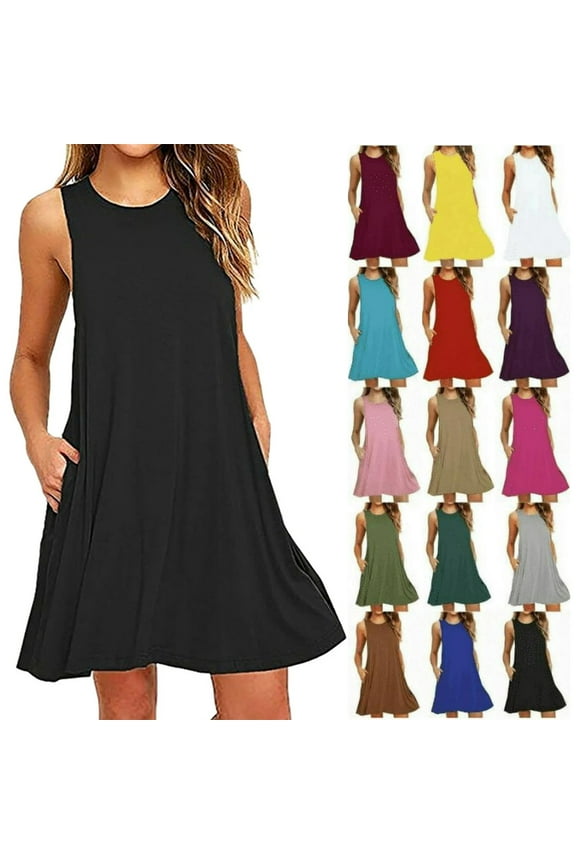 Women Summer Casual Swing T Shirt Dresses Beach Cover up Loose Dress