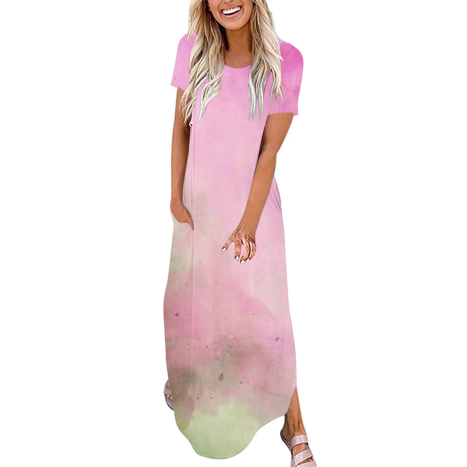 Women Summer Casual T-Shirt Dress Crewneck Sundress Aline Flowy Maxi Long Beach Dress Vacation Outfits Pink M - Walmart.com Women Summer Casual T-Shirt Dress Crewneck Sundress Aline Flowy Maxi Long Beach Dress Vacation Outfits Pink M - Walmart.com