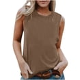 thumbnail image 1 of Women Summer Casual Tank Tops Athletic Loose Crewneck Solid Color Sleeveless Tshirts Trendy Comfy Stretch Soft Sports Camisole, 1 of 5