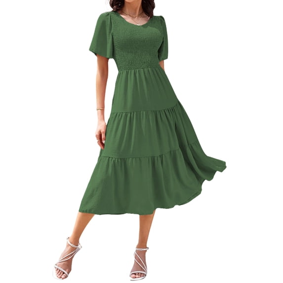 Women Summer Casual V Neck Dress